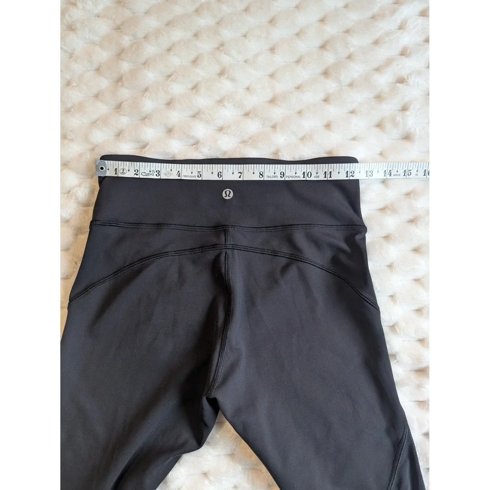 Lululemon Black Crop Leggings High Rise‎ Mesh Panels Athletic Size 6